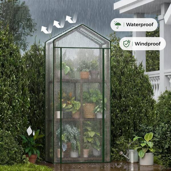 3-Tier Outdoor Portable Small Plant Greenhouse with PE Cover