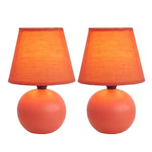 8.78 in. Orange Mini Ceramic Globe Table Lamp (2-Pack)