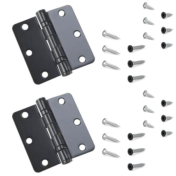 Onward 3-1/2 in. x 3-1/2 in. Black Full Mortise Ball Bearing Butt Hinge with Removable Pin (2-Pack)