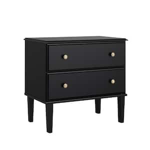 Lux Black 2 Drawer 16 in. D x 27.75 in. W x 25 in. H Nightstand
