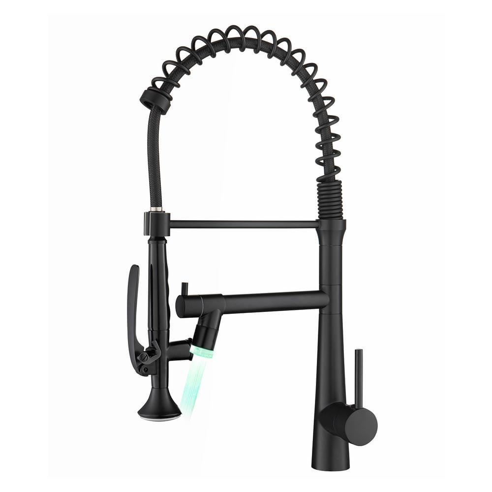 Single-Handle No Sensor Pull-Down Sprayer Kitchen Faucet in Matte Black - L