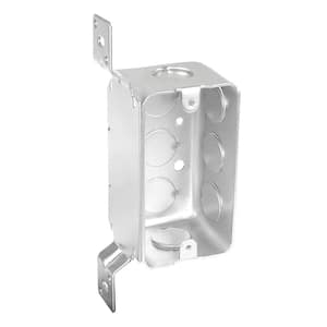 4 in. H x 2 in. W x 1-7/8 in. D Steel Metallic 1-Gang Drawn Handy Box with Eight 1/2 in. KO's and F Bracket, 1-Pack