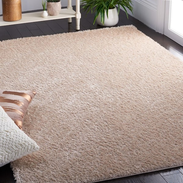 Tahoe Shag 5 ft. x 7 ft. Beige Modern Solid Area Rug