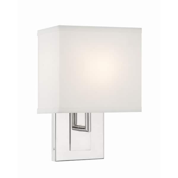 Crystorama Brent 7 in. 1-Light Polished Nickel Wall Sconce
