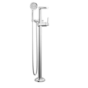 Galeon 1-Handle Floor-Mount Roman Tub Faucet Trim Kit in Lumicoat Chrome with Hand Shower (Valve Not Included)