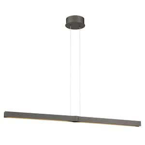 Structure 2-Light Integrated LED Smoked Iron Island Chandelier with White Glass Diffuser