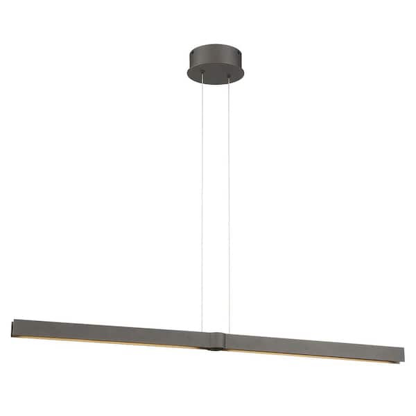 George Kovacs Structure 2-Light Integrated LED Smoked Iron Island Chandelier with White Glass Diffuser