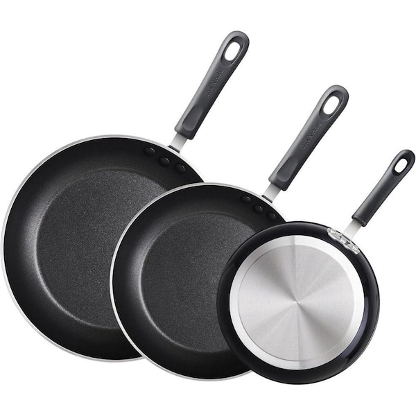 3-Piece 8-9.5- 11 in. Aluminum Nonstick Frying Pans Set
