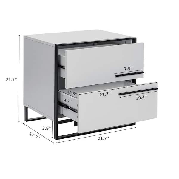 Hommpa Modern LED 2-Drawer Gray and Black Nightstand 21.7 in