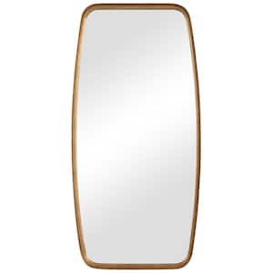 20 in. x 40 in. Modern Rectangle Metal Framed Gold Curved Side Metal Standing Mirror
