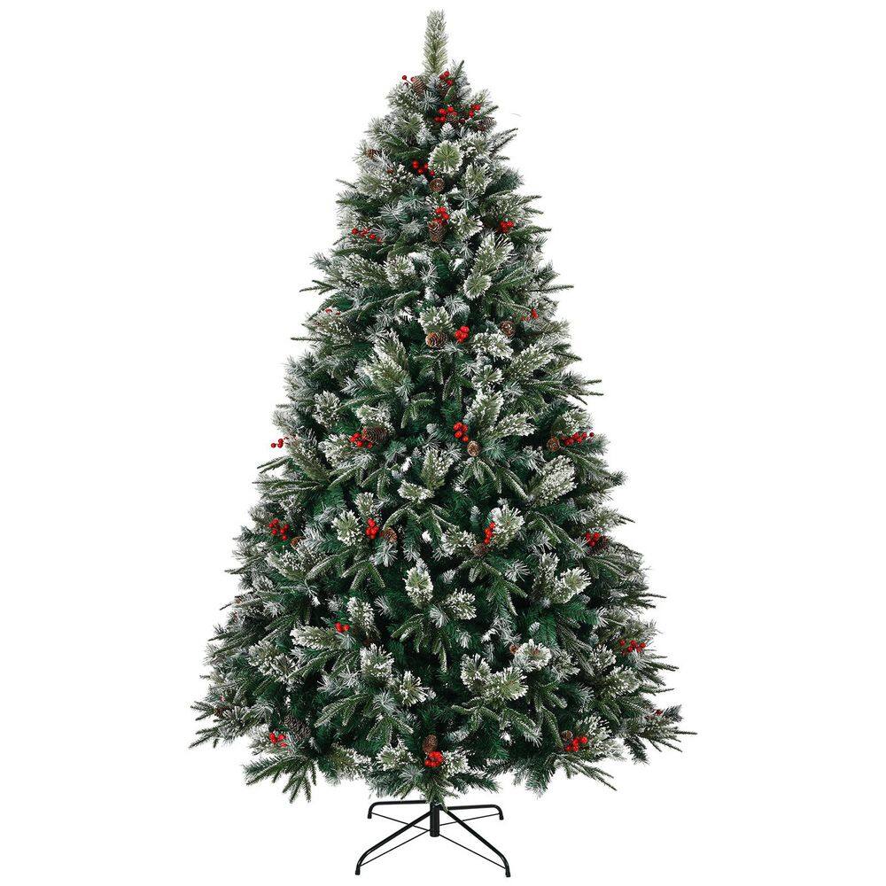 8 ft. Pre-Lit Artificial Foliage Christmas Tree with 1550 Tips & Berries Metal Stand price history on PriceWatchPro
