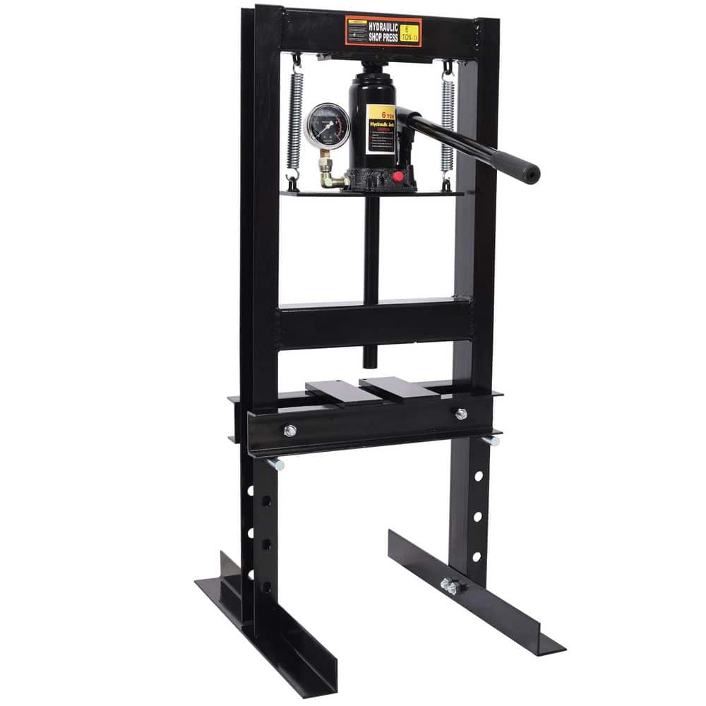 6-Ton Bottle Jack Shop Press with Gauge, Bend, Straighten, or Press Parts, Install Bearings, U-Joints, Bushings, Black price history on PriceWatchPro