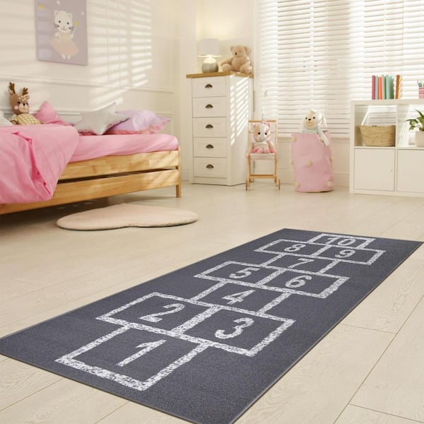Nursery Rug Hopscotch Rug Kids Rug Play Mat For Playroom,Fun Educational Carpet & Area Rugs, Non-Slip Numbers Learning For Children Bedroom Classroom, Gift For Girls & Boys 5X8ft/59X94IN Playroom Rug