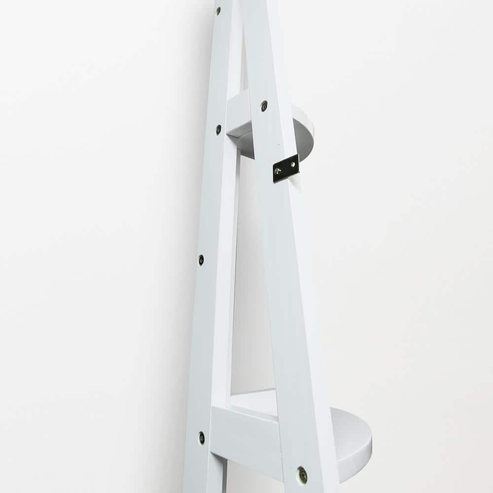 Elegant White Solid Pine 5-Shelf Corner Ladder Bookcase