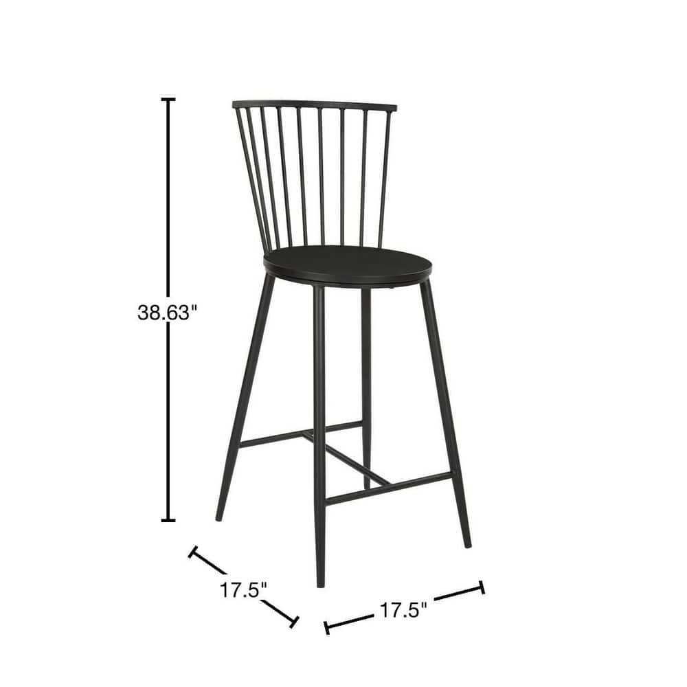 Bryce 26" Sleek Black Metal and Wood Counter Stool
