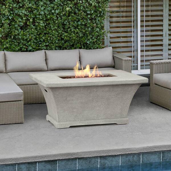 Real Flame Monaco 55 in. Fiber-Concret Rectangle Chat Height Propane Gas Fire Pit in Cream