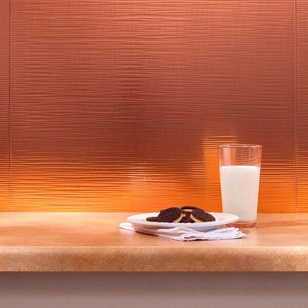Fasade 18.25 in. x 24.25 in. Polished Copper Ripple PVC Decorative Backsplash Panel