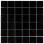 Metro Quad Glossy Black 12 in. x 12 in. Porcelain Mosaic Tile (9.79 sq. ft./Case)