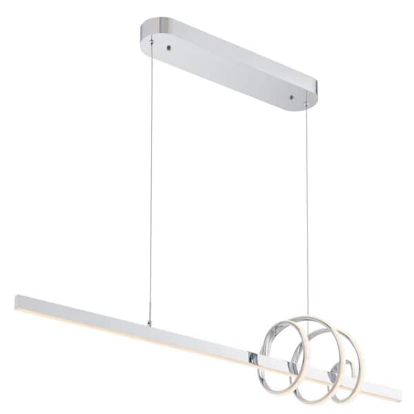 Finesse Decor Salzburg 1-Light Linear CCT Integrated LED Chrome Chandelier