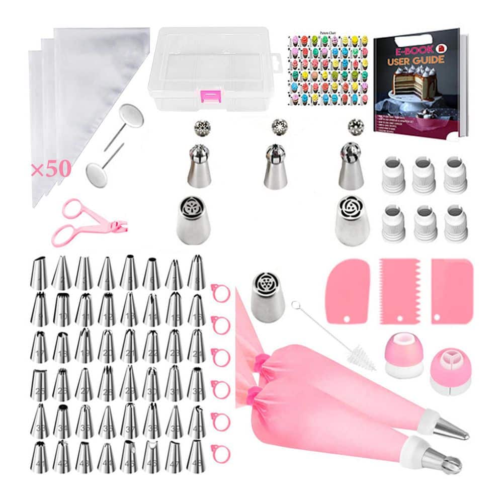 Anqtovp 129-Piece Cake Decorating Kit w Stainless Steel Tips Set ...