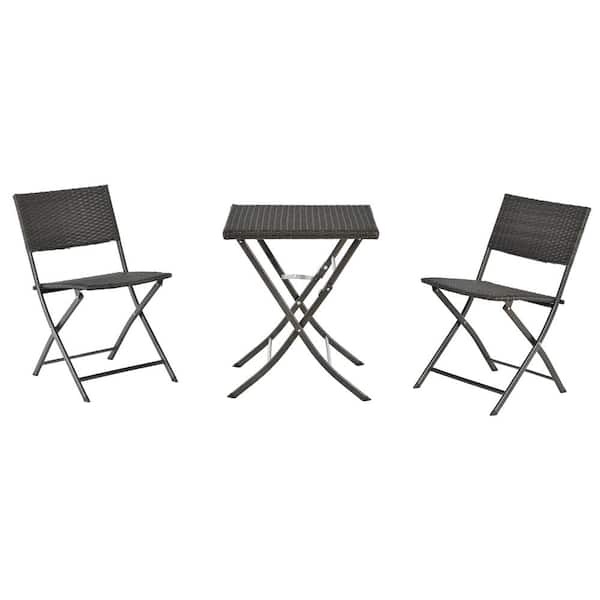 Tenleaf 3-Piece Brown Rattan Square Outdoor Bistro Set