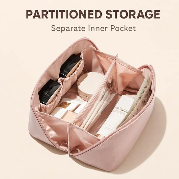 Numhew Travel Makeup Bag in AC-Pink, Large Capacity Cosmetic Bag