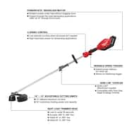 M18 FUEL 18V Lithium-Ion Brushless Cordless String Trimmer with QUIK-LOK Attachment Capability, Two 8.0 Ah Batteries