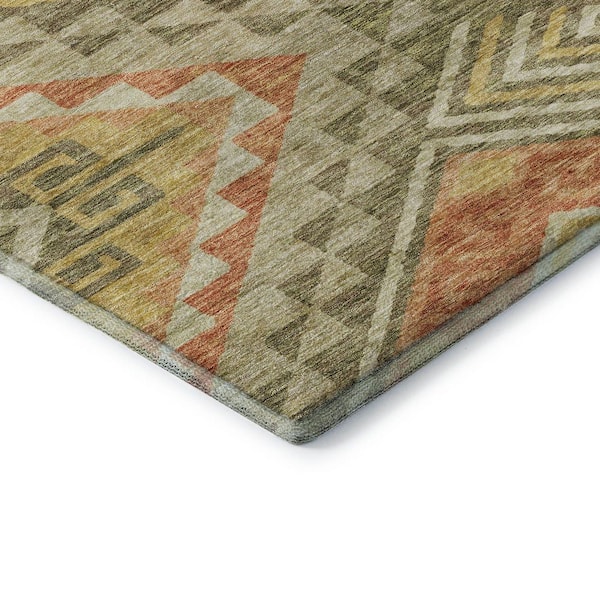 Mayfield Premium Machine Washable Abstract AMF1091 Green 3 ft. x 4 ft. Area Rug