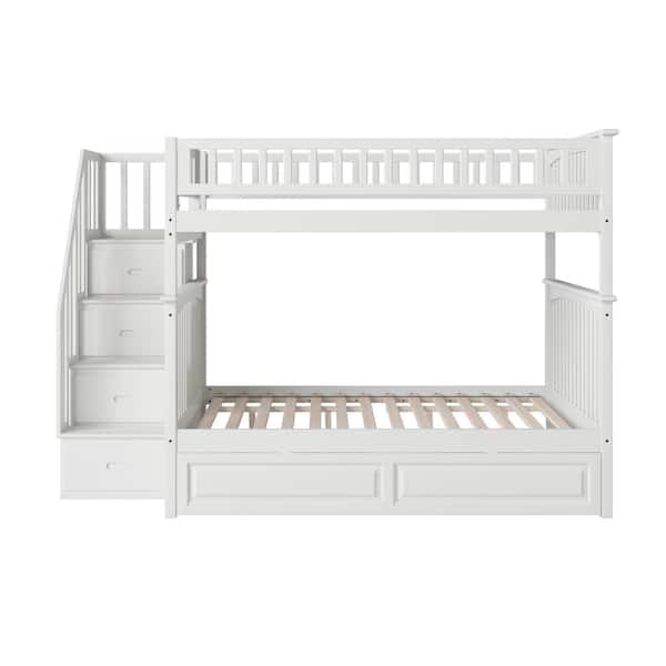 Atlantic Furniture Columbia Staircase, Full Over Bunk Beds With Stairs And Trundle