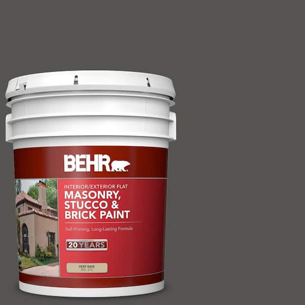 BEHR 5 gal. #BXC-17 Dominant Gray Flat Interior/Exterior Masonry, Stucco and Brick Paint