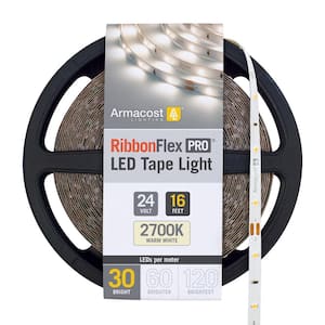 RibbonFlex Pro 16.4 ft. (5M) 24-Volt LED Tape Light, Soft White (2700), 30 LEDs/M