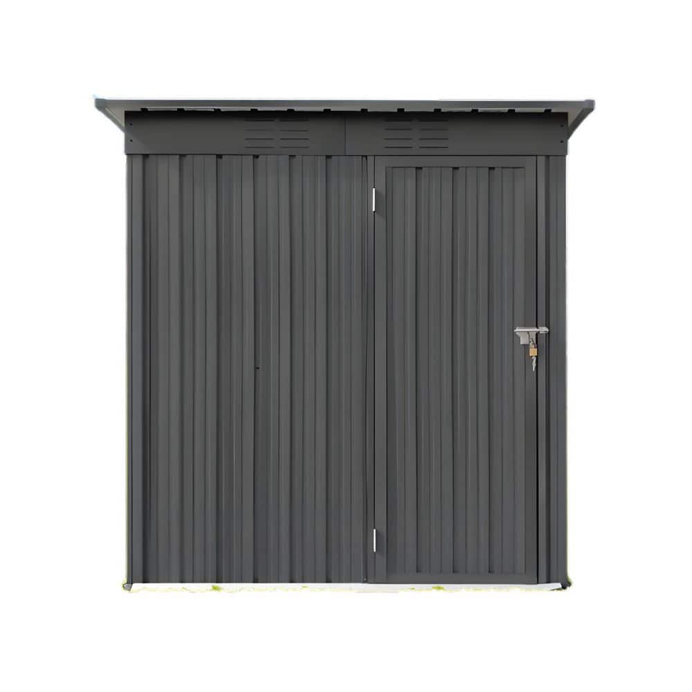 5.1 ft. W x 3.8 ft. D Gray Metal Shed, Outdoor Garden Shed, Euipped with Sh