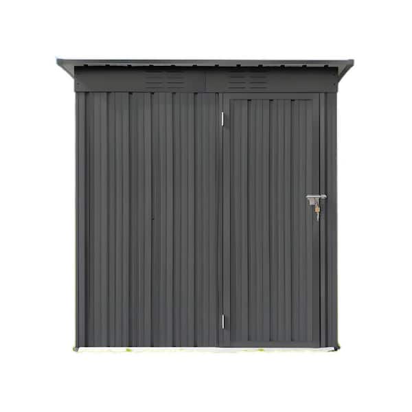 5.1 ft. W x 3.8 ft. D Gray Metal Shed, Outdoor Garden Shed, Euipped with Shutter Vents and Lockable Door (19.4 sq. ft.)