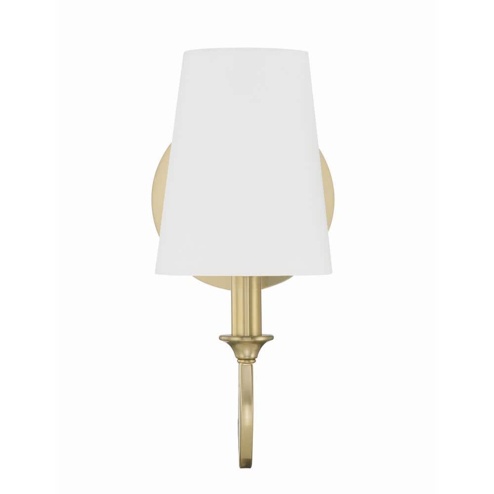 Payton Vibrant Gold Single Light Wall Sconce with White Silk Shade