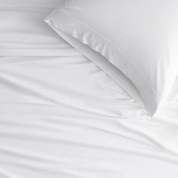 Company Cotton 4-Piece Light Gray Solid T-Shirt Soft Jersey Knit Full Sheet Set