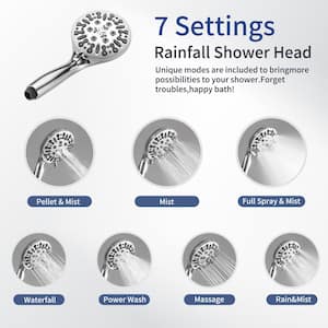 9-Spray 5.5 in. Wall Mount Dual Shower Head and Handheld Shower Head 1.8 GPM with Stainless Steel Hose in Chrome