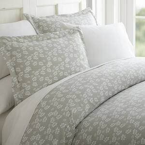 Wheat Field Patterned Performance Gray King 3-Piece Duvet Cover Set