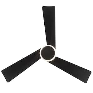 52 in. 3-ABS Blades Black Indoor Ceiling Fan with LED light belt and Remote