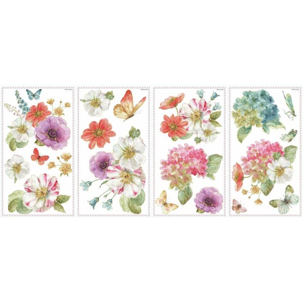 Roommates 5 In X 11 Lisa Audit Garden Bouquet 20 Piece L And Stick Wall Decals Rmk3262scs The