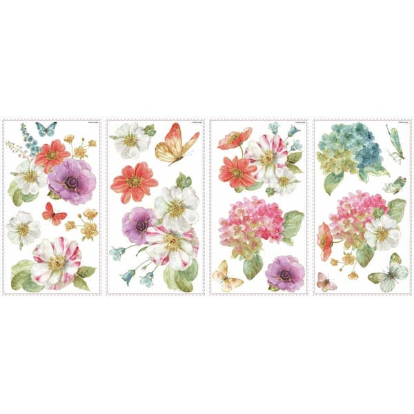 5 in. x 11.5 in. Lisa Audit Garden Bouquet 20-piece Peel and Stick Wall  Decals