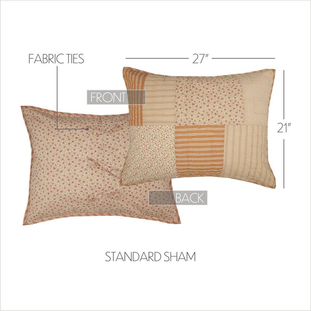 Camilia Patchwork Gold and Soft White Cotton Standard Sham