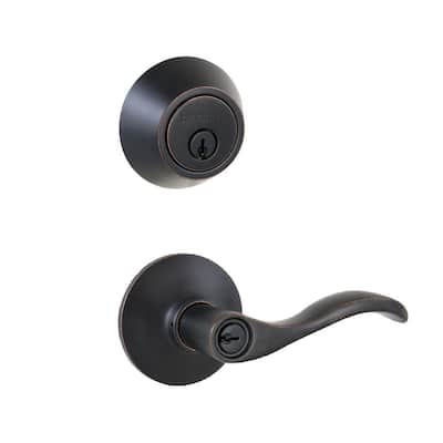 Naples Aged Bronze Entry Handle and Single Cylinder Deadbolt Combo Pack