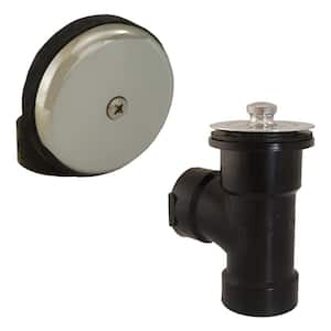 Lift and Turn Black Plastic Tubular 1-Hole Bath Tub Drain Direct T-Waste Half Kit in Chrome Plated Brass