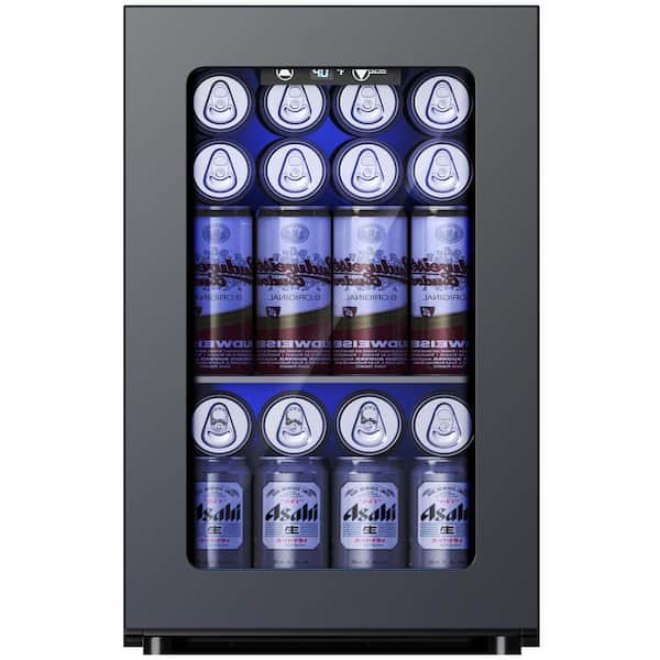 11 in. Single Zone 6-Wine Bottles and 24-Cans Beverage and Wine Cooler in Black with Rapid Cooling