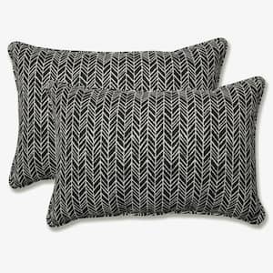 Black Rectangular Outdoor Lumbar Throw Pillow 2-Pack