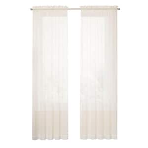 Voile 59 in. W x 63 in. L Sheer White Window Curtain in Ivory