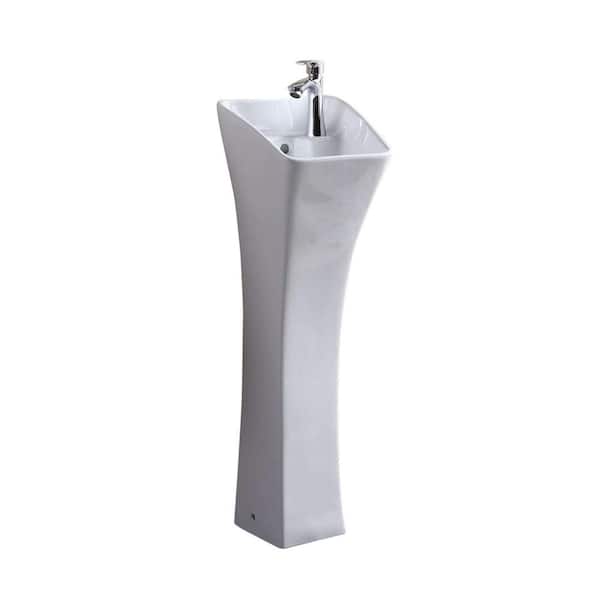 Windfield 11 in. W x 12.62 in. L Modern White Porcelain Freestanding Pedestal Sink and Basin Combo with Overflow