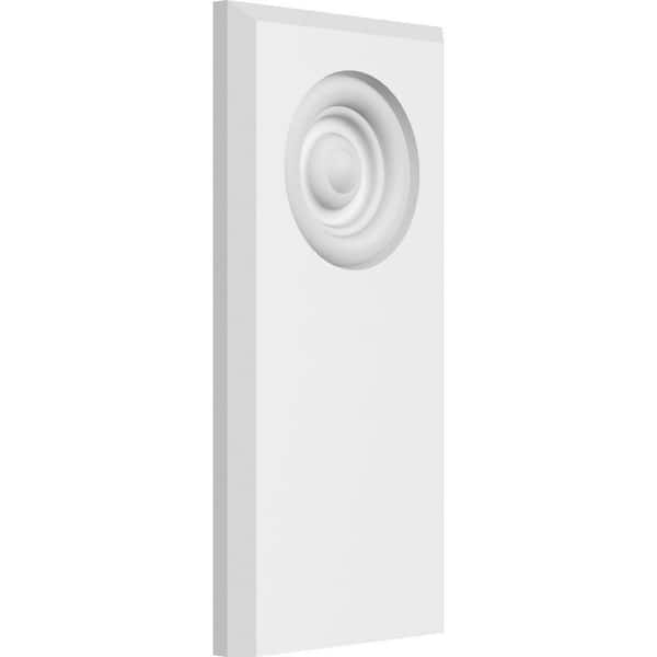 Ekena Millwork 4 in. W x 8 in. H x-1/2 in. P Standard Foster Bullseye Plinth Block with Beveled Edge