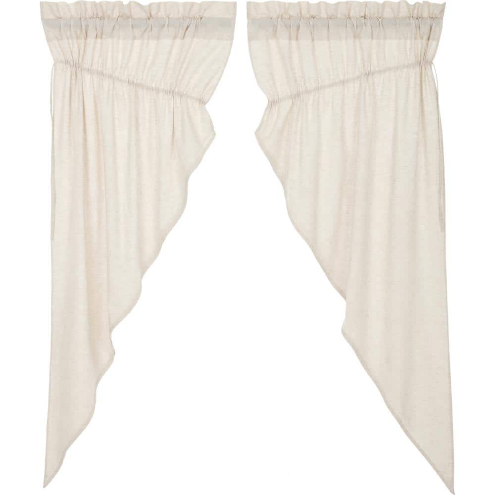 Natural Creme Cotton Linen Light-Filtering Prairie Curtain Panels