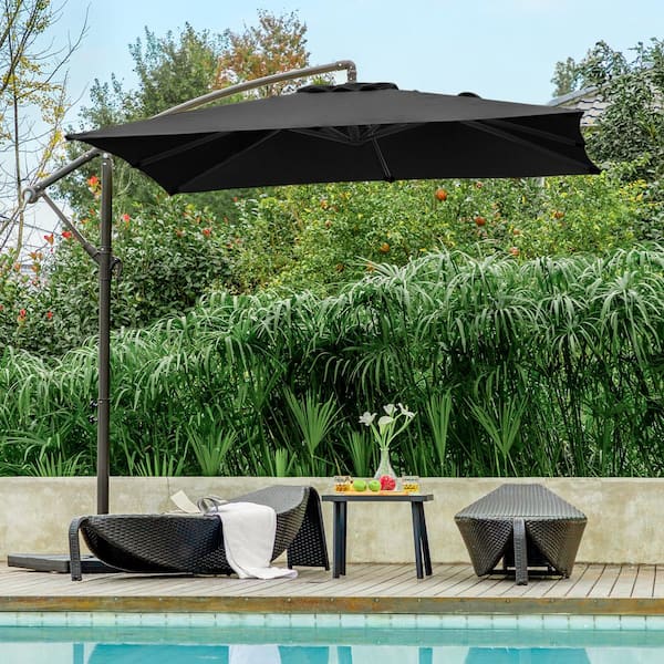 JEAREY 8 ft. x 8 ft. Steel Square Cantilever Patio Umbrella with ...